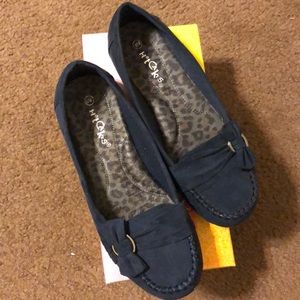 Navy Loafers.